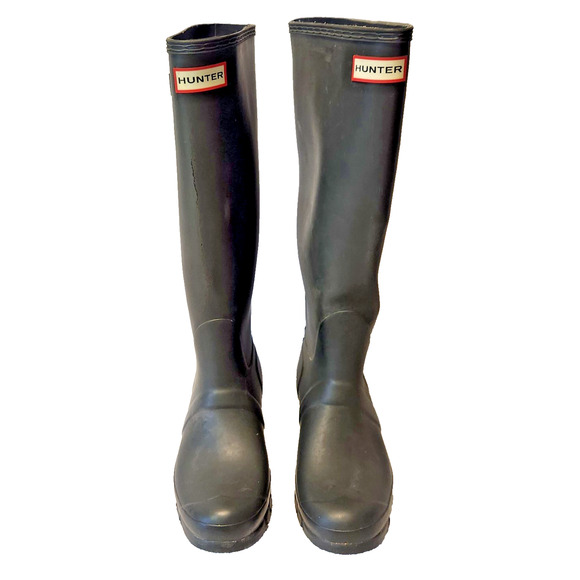 Hunter Original 17" Tall Green Rubber Rain Horse-Stable Work Boots Womens Size 8 - Picture 2 of 9